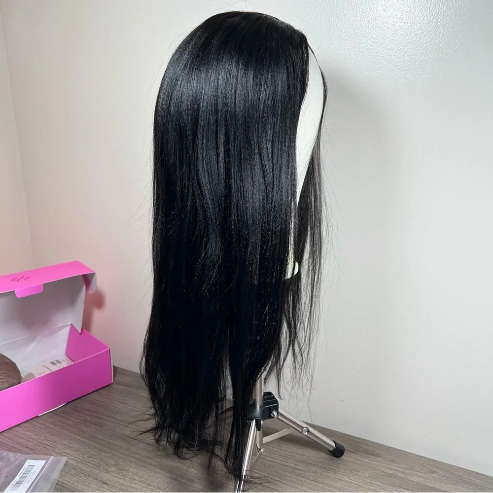 UNICE Natural Black Human Hair Yaki V Part EasiContour 22 Inch Glueless Wig